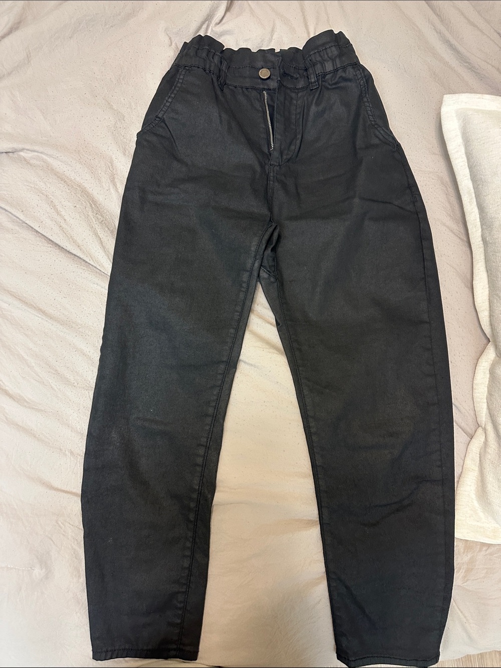Zara Black High-Waist Paperbag Jeans